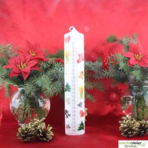 Adventkalenderkerze 24 Tage Countdown – Handverzierte Weihnachtskerze personalisierbar, Adventdeko, Adventsgeschenk Bild 4