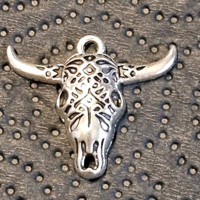 Büffel-Schädel, 1x ,Rinderschädel, Verbinder, Anhänger, Schmuckverbinder