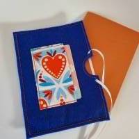 Gutscheinhülle und Blanco-Klappkarte - groß in blau "Herz" - mit Fach für Gutscheine in Scheckkartengröß Bild 5
