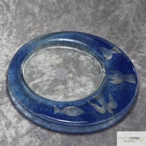 Glasteller mit liebevoll gestalteten christlichen Symbolen - Perfekt für Tauf-, Kommunion- und Konfirmationskerzen Bild 1
