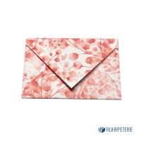 20 kleine Briefumschläge floral 009 rot, handgemacht, für Gutscheine / Visitenkarten Bild 1