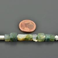 Moosachatkette mit 925er Silber unperfekte Edelsteinkette mit Würfeln und Rechtecken besondere grüne Halskette Moosachat Bild 5