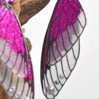 Glitzernde Feenflügel-Ohrringe mit Sterling Silber Ohrstecker - pink - handgemacht Bild 2