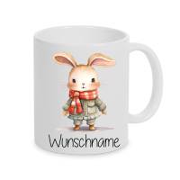 Personalisierte Tasse mit Waldtier Motiv- Hase – Individuell gestaltbar mit Namen oder Wunsch Bild 1