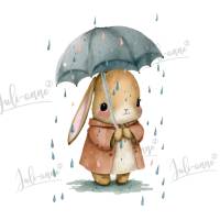 Bügelbild Regenschirm Hase Umbrella Bild 1