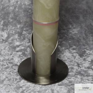 Eleganter Köcherleuchter aus matt vernickeltem Messing (silber) - Perfekter Halter für Kerzen mit 40 mm Durchmesser Bild 1