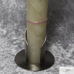 Eleganter Köcherleuchter aus matt vernickeltem Messing (silber) - Perfekter Halter für Kerzen mit 40 mm Durchmesser Bild 4