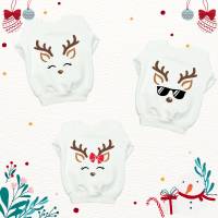 Weihnachtspullover für Baby und Kinder mit Rentier Aufdruck - Weihnachtssweater - verschiedene Rentiere zur Auswahl Bild 1