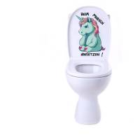 WC-Toiletten Aufkleber Einhorn Beim Pinkeln Hinsetzen-Tür-Bad-Toilette-Cartoon Aufkleber- Wunschtext-Personalisierbar Bild 5