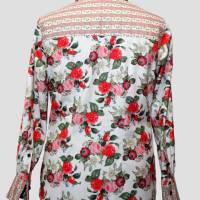 Damen Hemdbluse | Motiv Romantische Rosen Leicht-Creme Farbe Bild 3