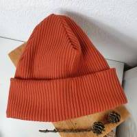 Mütze aus Rip Jersey grob Damen - Beanie Kinder rost - Wintermütze aus Rip Jersey grob Bild 2