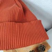 Mütze aus Rip Jersey grob Damen - Beanie Kinder rost - Wintermütze aus Rip Jersey grob Bild 5