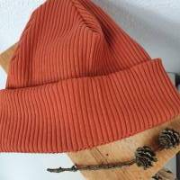 Mütze aus Rip Jersey grob Damen - Beanie Kinder rost - Wintermütze aus Rip Jersey grob Bild 6