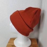 Mütze aus Rip Jersey grob Damen - Beanie Kinder rost - Wintermütze aus Rip Jersey grob Bild 8