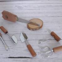 Miniatur  Gartenwerkzeuge mit Säge 7-teilig Dekoration oder zum Basteln für den Feengarten , Wichteltür , Krippenbau, Bild 1