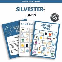 Bingo für Silvester Druckvorlage - Silvesterbingo zum Selberdrucken - Bingo für Silvesterfeier - Digitaler Download
