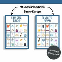 Bingo für Silvester Druckvorlage - Silvesterbingo zum Selberdrucken - Bingo für Silvesterfeier - Digitaler Download Bild 3