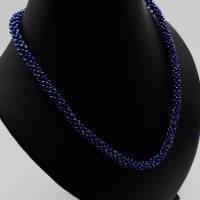 Schmuckset gehäkelt, dunkelblau irisierend, Kette + Armband, 55 + 19 cm, Glasperlen, Häkelschmuck, Unikat Bild 5