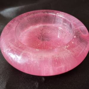 2er Set Teelichthalter pink transparent flach rund aus Resin Epoxidharz Bild 2