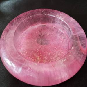 2er Set Teelichthalter pink transparent flach rund aus Resin Epoxidharz Bild 3