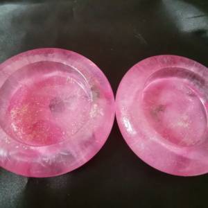 2er Set Teelichthalter pink transparent flach rund aus Resin Epoxidharz Bild 4
