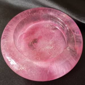 2er Set Teelichthalter pink transparent flach rund aus Resin Epoxidharz Bild 5