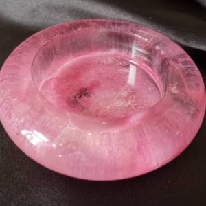 2er Set Teelichthalter pink transparent flach rund aus Resin Epoxidharz Bild 6