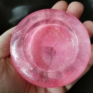 2er Set Teelichthalter pink transparent flach rund aus Resin Epoxidharz Bild 7