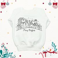 Weihnachtspullover für Baby und Kinder mit Weihnachtsdorf Aufdruck - Weihnachtssweater - Merry Christmas Village Bild 2