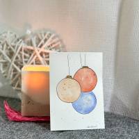 Weihnachtskugeln mit Aquarellfarbe & Fineliner auf Weihnachtskarte - danielb.art Bild 2