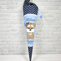 Schultüte aus Stoff Hund Stoff hellblau Zuckertüte Mädchen 70cm oder 85cm Bild 4