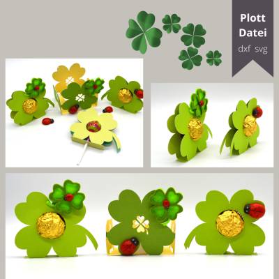Plotterdatei Klee zum Befüllen mit Körbchen für LED Teelicht