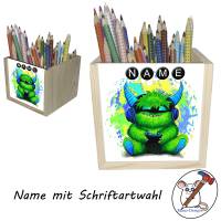 Zocker-Monster Holz Stiftebox personalisiert z. B. mit Name und Schriftartwahl | 10x10x10cm | Stiftehalter Bild 2