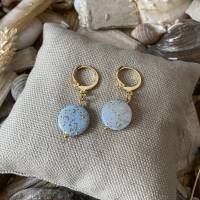 Ohrringe „Glitter“ Blau - Ohrringe aus Edelstahl mit blauen Scheiben aus Perlmutt Bild 2