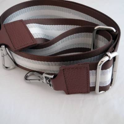 Schultergurt Taschentrageriemen braun silber für Taschen Handtaschen