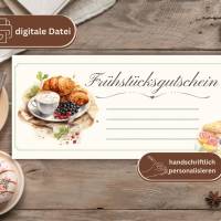Gutschein für ein Frühstück | Frühstücksgutschein Vorlage PDF Geschenkgutschein | DIY Geschenk Freundin Bild 1