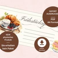 Gutschein für ein Frühstück | Frühstücksgutschein Vorlage PDF Geschenkgutschein | DIY Geschenk Freundin Bild 3
