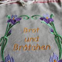 Brotbeutel Iris aus antikem Rolltuch gefüttert mit Leinen Bild 3
