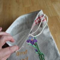 Brotbeutel Iris aus antikem Rolltuch gefüttert mit Leinen Bild 4