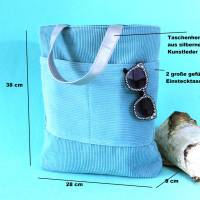 Cord shopper / Tragetasche aus Cord / Tote Bag für Damen und Herren/  Cordtasche/ Einkaufsbeutel groß / blau Bild 9