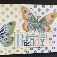 Geburtstagskarte in Pastelltönen: Querformat - Schmetterling 'Happy Birthday' Bild 3