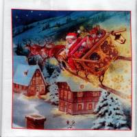 Patchworkstoff mit nostalgischen Weihnachtsmännern aus der Serie "A Santa is Coming" - 4 Kacheln Bild 1