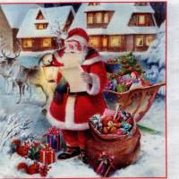 Patchworkstoff mit nostalgischen Weihnachtsmännern aus der Serie "A Santa is Coming" - 4 Kacheln Bild 3