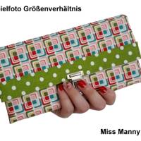 Geldbörse Portemonnaie Damen Geldbeutel Blumen Sterne Schwarz - Miss Manny Maxi Bild 5