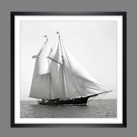 Segeljacht auf dem Meer 1888 KUNSTDRUCK gerahmt schwarz Weiß Fotografie Vintage Art Fineart Print  Nautik MARITIM Bild 1