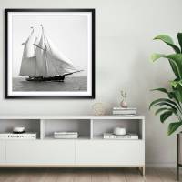Segeljacht auf dem Meer 1888 KUNSTDRUCK gerahmt schwarz Weiß Fotografie Vintage Art Fineart Print  Nautik MARITIM Bild 2