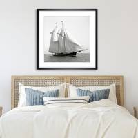 Segeljacht auf dem Meer 1888 KUNSTDRUCK gerahmt schwarz Weiß Fotografie Vintage Art Fineart Print  Nautik MARITIM Bild 4