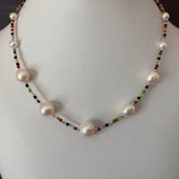 Edelsteinkette mit Perlen, Zuchtperlen und Silber, Brautschmuck, Geschenk Frauen, Handarbeit aus Bayern Bild 1