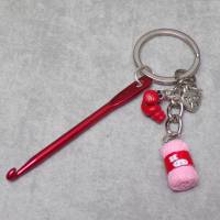 Sorgenwürmchen DANKE SAGEN Häkeln Schlüsselanhänger rot rosa Bild 1