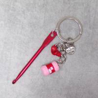 Sorgenwürmchen DANKE SAGEN Häkeln Schlüsselanhänger rot rosa Bild 4